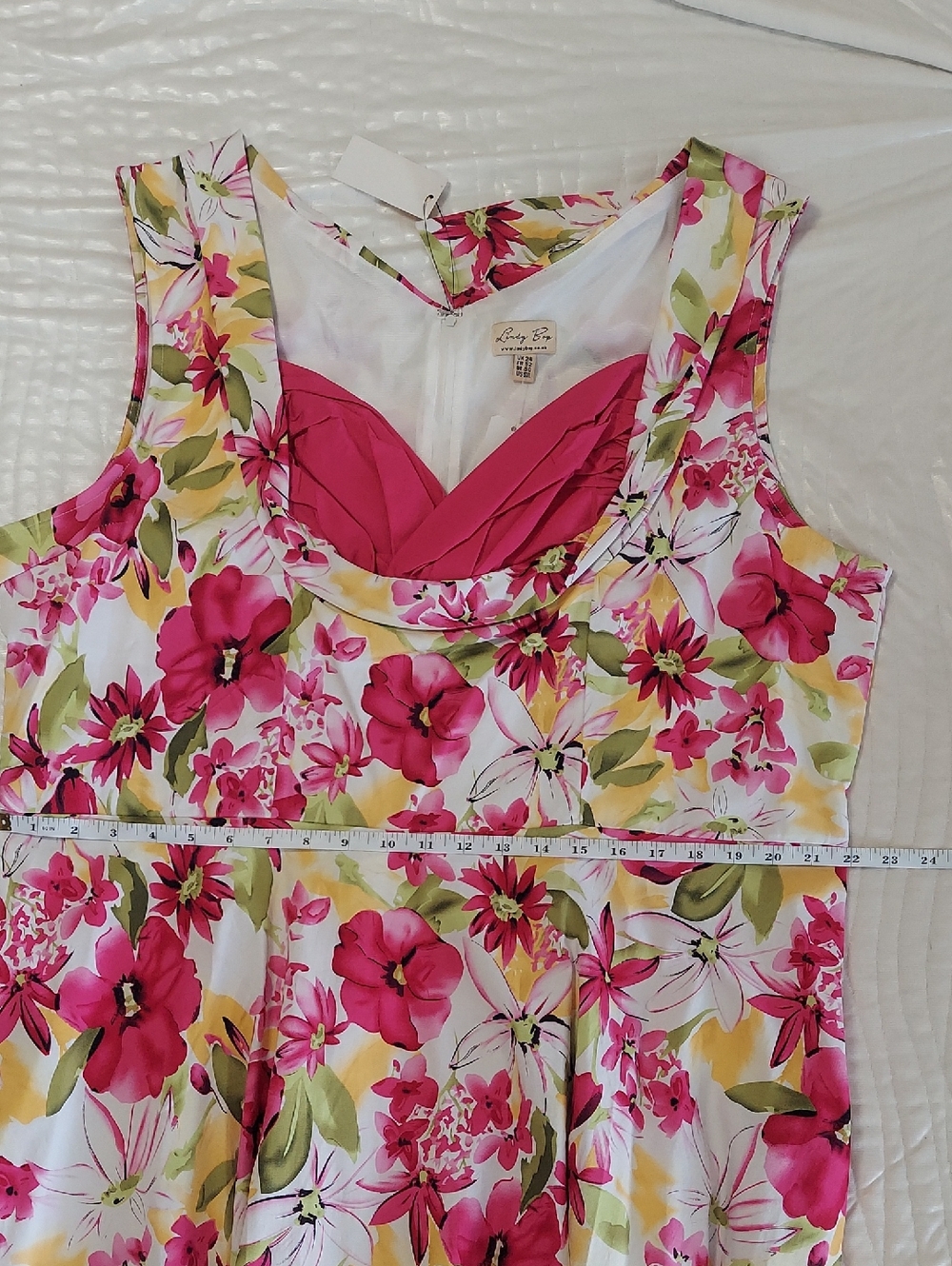 Sleeveless Pink Floral Fit-and-Flare Dress - Picture 9 of 13